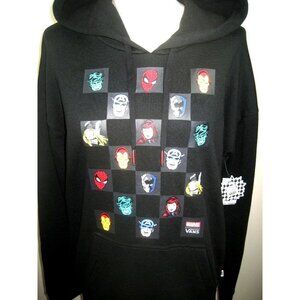 Vans x Marvel Avengers Women's Check Pullover Hoodie Sweatshirt Black Size XS